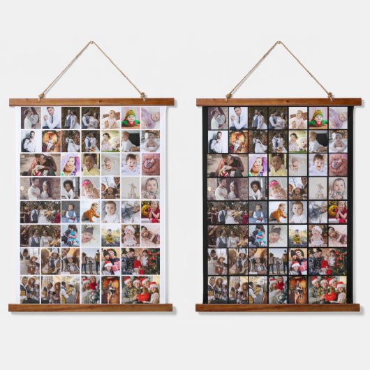 デザイン独自の50フォトコラージュ 吊り下げ型タペストリー (ダブル)