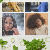 デザイン独自の6フォトコラージュ キッチンタオル (折り畳み)