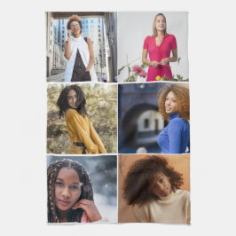 デザイン独自の6フォトコラージュ キッチンタオル