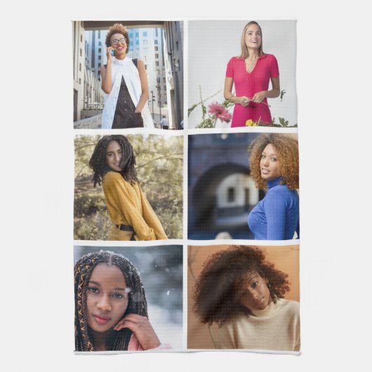 デザイン独自の6フォトコラージュ キッチンタオル (縦)