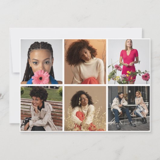 デザイン独自の6フォトコラージュ サンキューカード (正面)