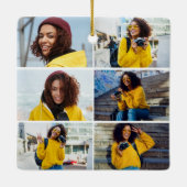 デザイン独自の6フォトコラージュ セラミックオーナメント (裏面)