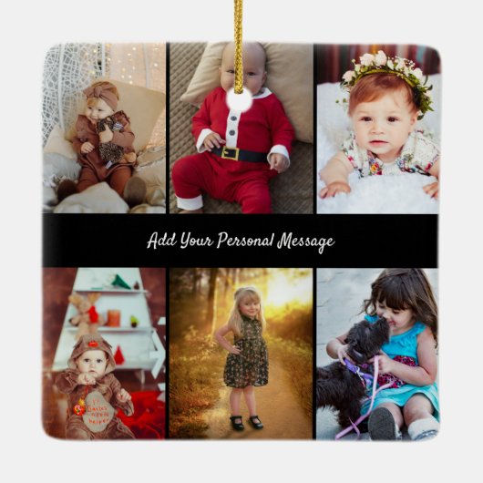 デザイン独自の6フォトコラージュ セラミックオーナメント (裏面)