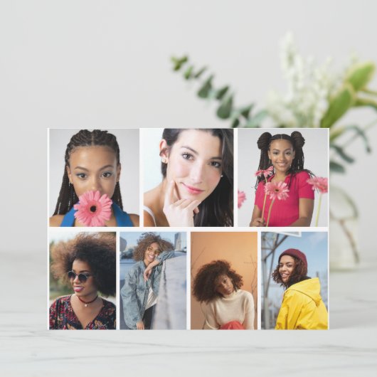 デザイン独自の7フォトコラージュ サンキューカード (スタンド正面)