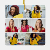 デザイン独自の7フォトコラージュ セラミックオーナメント (正面)