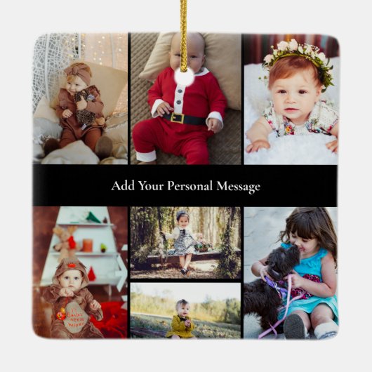 デザイン独自の7フォトコラージュ セラミックオーナメント (裏面)