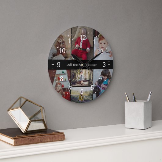 デザイン独自の7フォトコラージュ ラージ壁時計 (オフィス)