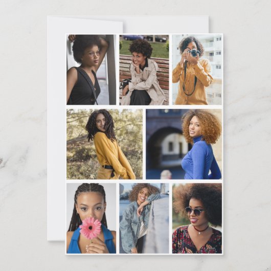 デザイン独自の8フォトコラージュ サンキューカード (正面)