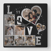 デザイン独自の8フォトコラージュ スクエア壁時計 (正面)