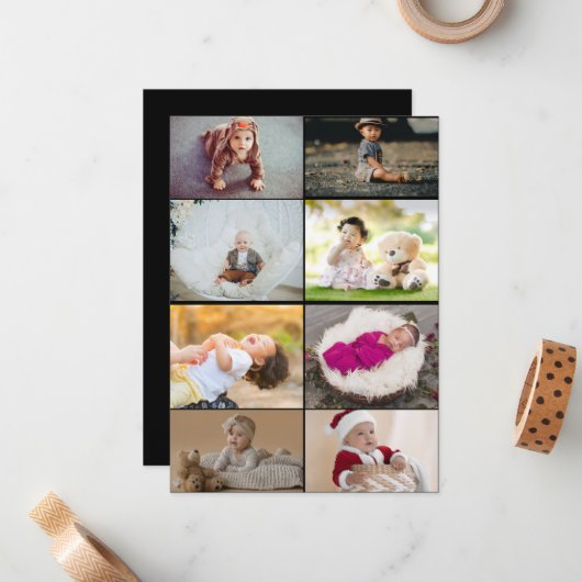 デザイン独自の8フォトコラージュ ノートカード (正面/裏面インサイチュ)