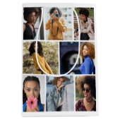 デザイン独自の8フォトコラージュ ミディアムペーパーバッグ (正面)