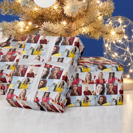 デザイン独自の8フォトコラージュ ラッピングペーパー (クリスマス)