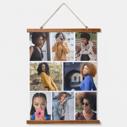 デザイン独自の8フォトコラージュ 吊り下げ型タペストリー (正面)