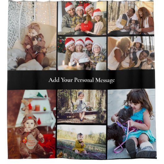 デザイン独自の9フォトコラージュ シャワーカーテン (正面)