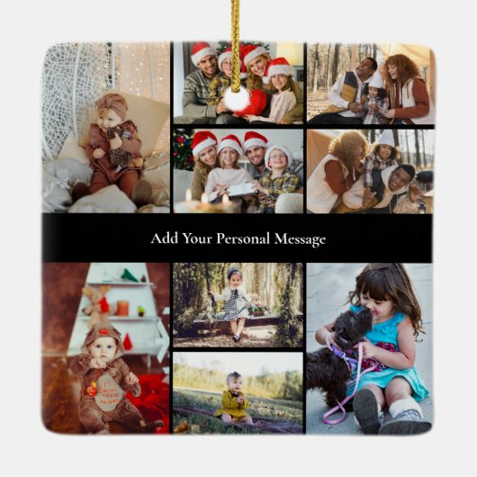 デザイン独自の9フォトコラージュ セラミックオーナメント (裏面)