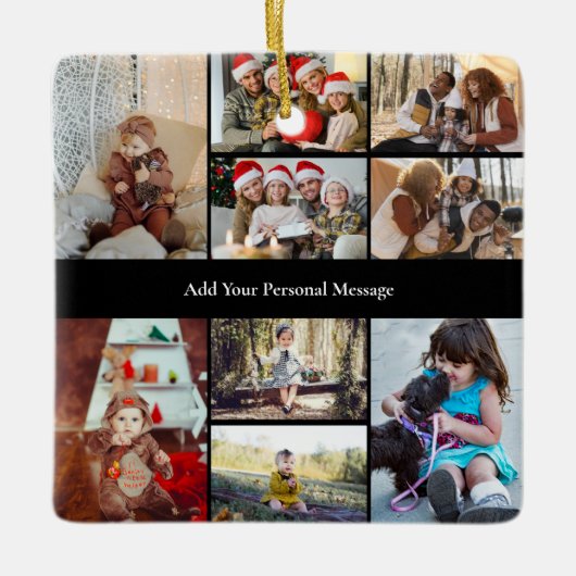デザイン独自の9フォトコラージュ セラミックオーナメント (正面)