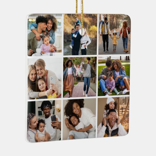 デザイン独自の9フォトコラージュ セラミックオーナメント (右)