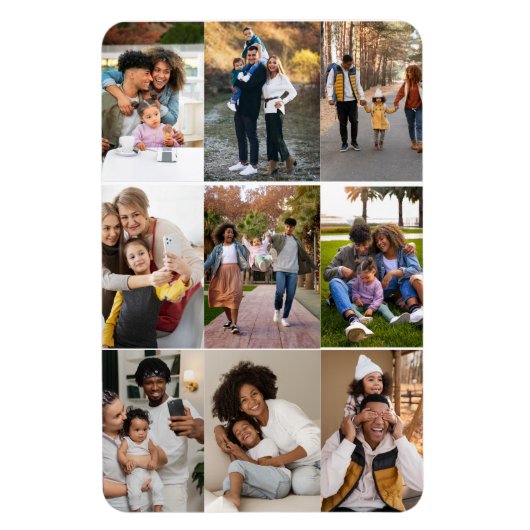 デザイン独自の9フォトコラージュ マグネット (縦)