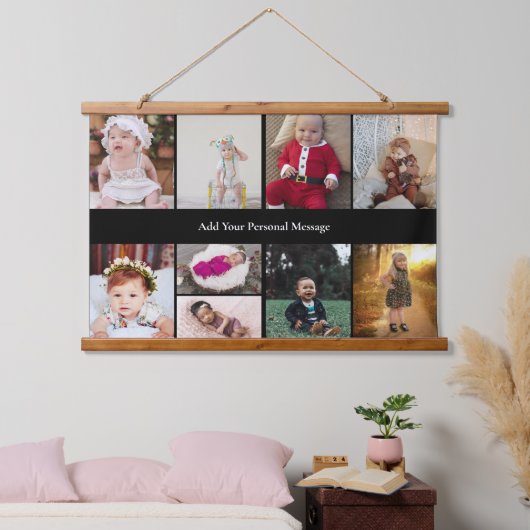 デザイン独自の9フォトコラージュ 吊り下げ型タペストリー (寝室)