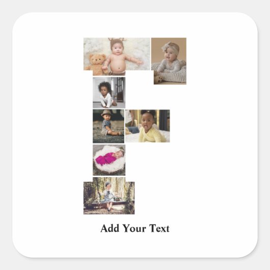 デザイン独自のPhoto Collageのレター スクエアシール (正面)