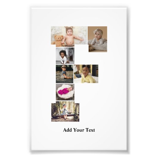 デザイン独自のPhoto Collageのレター フォトプリント (正面)