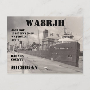 デザイン独自のQSL HAMラジオオペレーターフリーター ポストカード