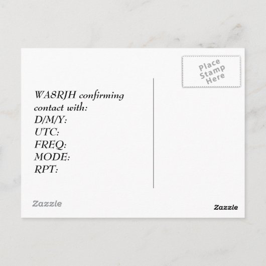 デザイン独自のQSL HAMラジオOp虫眼鏡 ポストカード (裏面)