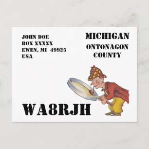デザイン独自のQSL HAMラジオOp虫眼鏡 ポストカード