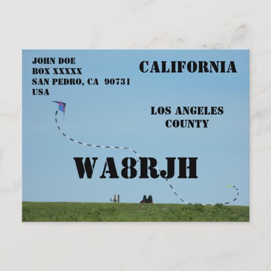 デザイン独自のQSL HAM無線機起爆飛行 ポストカード (正面)