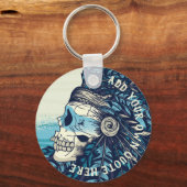 デザイン独自ゴシックスカル先住民アメリカインディアン キーホルダー (正面)