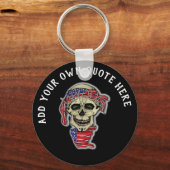 デザイン独自ゴシックスカル米国国旗 キーホルダー (正面)