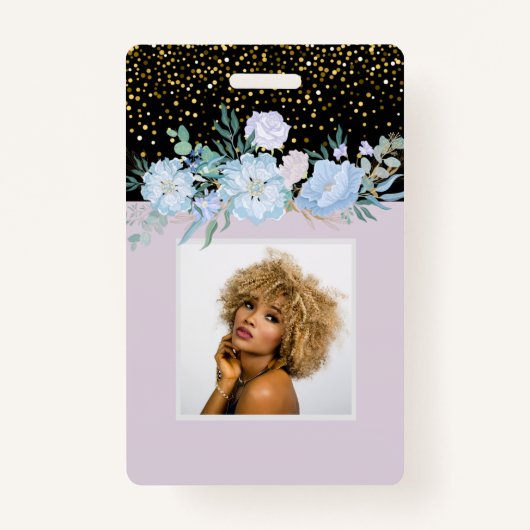 デザイン独自ブルーフローラ業又はイベント文房具 バッジ (正面)