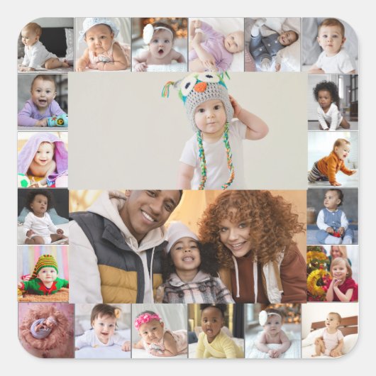 デザイン独自22フォトコラージュ スクエアシール (正面)