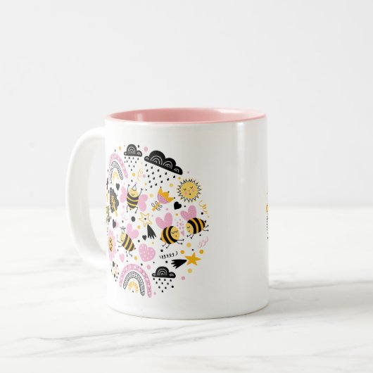 デザイン独自:-)ツートーンのコーヒーマグ ツートーンマグカップ (正面左)