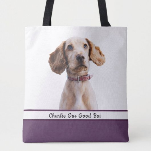 デザイン独自：紫のプリント犬フォトフォトTot トートバッグ