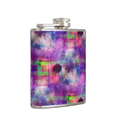 デザイン緑、紫のテクスチャ水彩 フラスク (右)