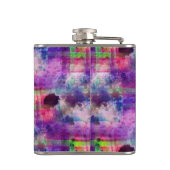 デザイン緑、紫のテクスチャ水彩 フラスク (裏面)