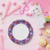 デザイン緑、紫のテクスチャ水彩 ペーパープレート (パーティー)