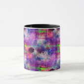 デザイン緑、紫のテクスチャ水彩 マグカップ (中央)