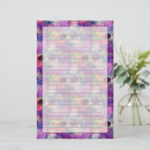 デザイン緑、紫のテクスチャ水彩 便箋 (スタンド正面)