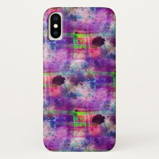 デザイン緑、紫のテクスチャ水彩 Case-Mate iPhoneケース (裏面)