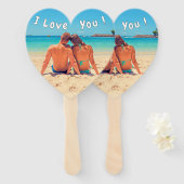 デザイン自カスタム身の写真手ファン – 愛してる ハンドファン (正面&裏面)