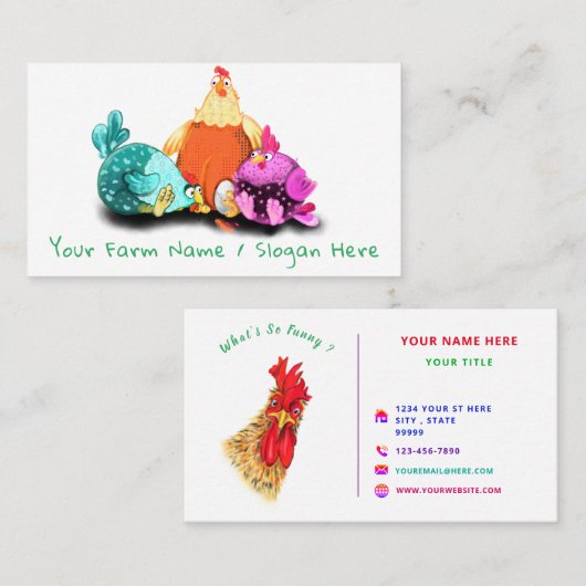 デザイン自分のおもしろいルースター名刺 名刺 (正面/裏面)