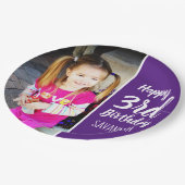 デザイン自分のカスタム写真の誕生日パーティープレート ペーパープレート (アングル)