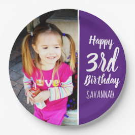 デザイン自分のカスタム写真の誕生日パーティープレート ペーパープレート