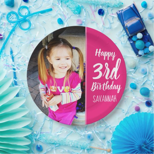 デザイン自分のカスタム写真の誕生日パーティープレート ペーパープレート (パーティー)