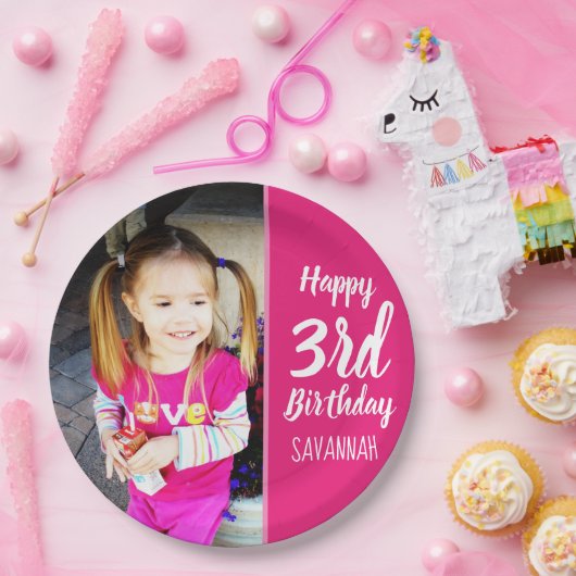 デザイン自分のカスタム写真の誕生日パーティープレート ペーパープレート (パーティー)