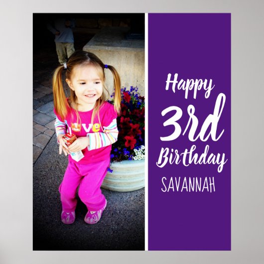デザイン自分のカスタム写真誕生日ポスター ポスター (正面)