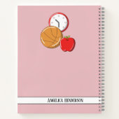 デザイン自分のカスタム学校のメモがピンクに並ぶ ノートブック (裏面)