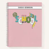 デザイン自分のカスタム学校のメモがピンクに並ぶ ノートブック (正面)